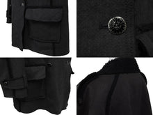 画像をギャラリービューアに読み込む, CHANEL シャネル ダブルブレスコート P29494V19654 ボア ブラック シルバーボタン 06P サイズ46 美品 中古 63525