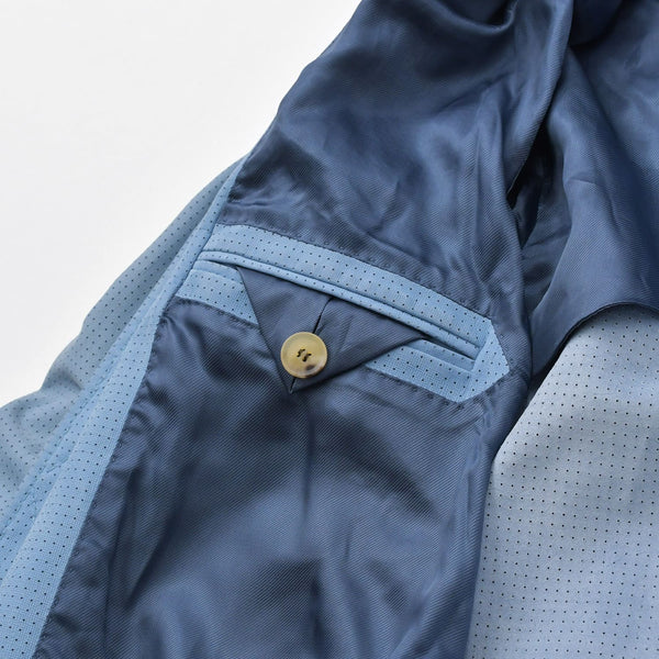 BRIONI ブリオーニ パフォーテッド レザージャケット PLH900 46サイズ ライトブルー アウター パンチング加工 シルバー金具 美品 中古 4a006353