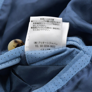 BRIONI ブリオーニ パフォーテッド レザージャケット PLH900 46サイズ ライトブルー アウター パンチング加工 シルバー金具 美品 中古 4a006353