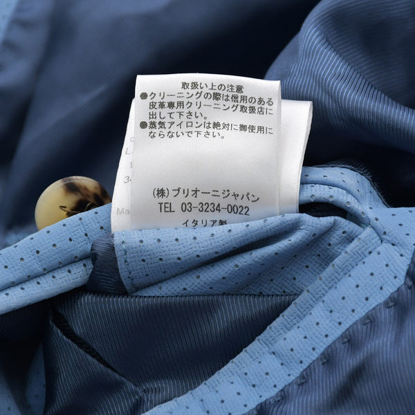 BRIONI ブリオーニ パフォーテッド レザージャケット PLH900 46サイズ ライトブルー アウター パンチング加工 シルバー金具 美品 中古 4a006353