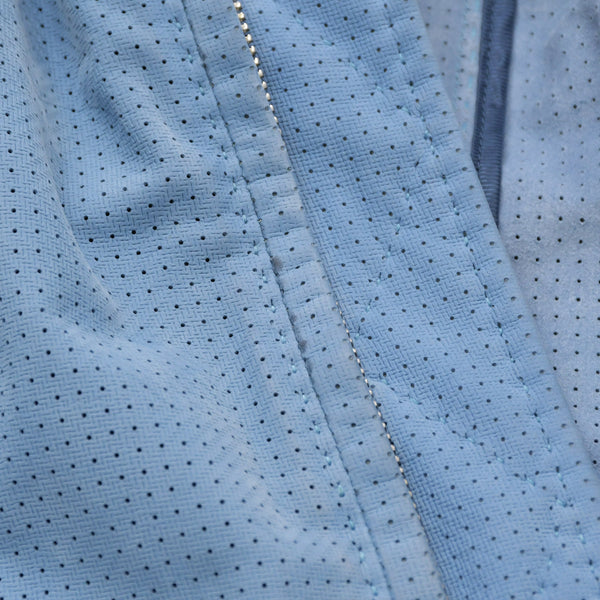 BRIONI ブリオーニ パフォーテッド レザージャケット PLH900 46サイズ ライトブルー アウター パンチング加工 シルバー金具 美品 中古 4a006353