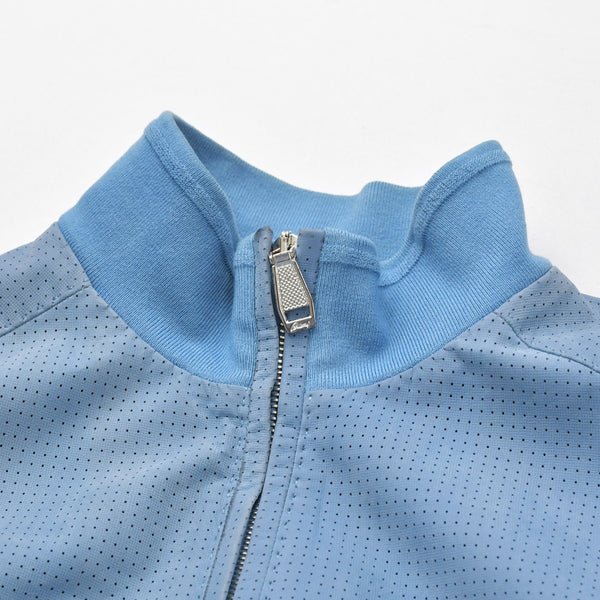 BRIONI ブリオーニ パフォーテッド レザージャケット PLH900 46サイズ ライトブルー アウター パンチング加工 シルバー金具 美品 中古 4a006353