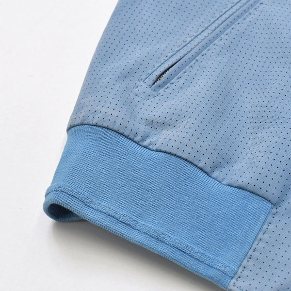 BRIONI ブリオーニ パフォーテッド レザージャケット PLH900 46サイズ ライトブルー アウター パンチング加工 シルバー金具 美品 中古 4a006353