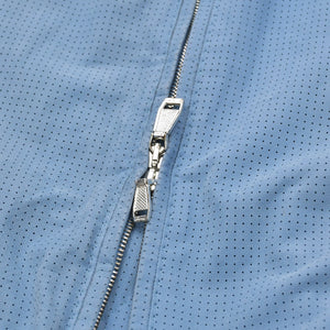BRIONI ブリオーニ パフォーテッド レザージャケット PLH900 46サイズ ライトブルー アウター パンチング加工 シルバー金具 美品 中古 4a006353