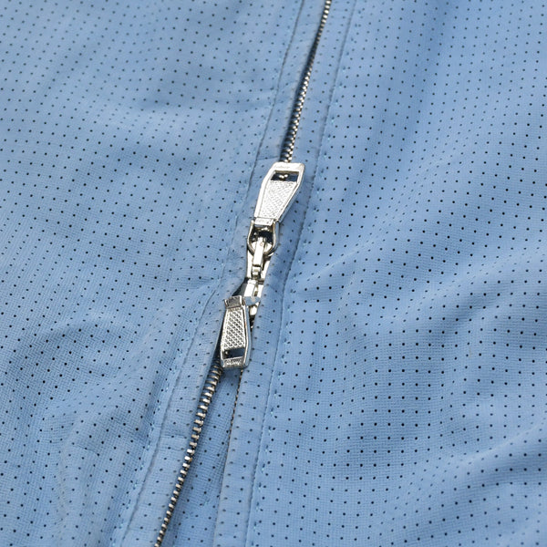 BRIONI ブリオーニ パフォーテッド レザージャケット PLH900 46サイズ ライトブルー アウター パンチング加工 シルバー金具 美品 中古 4a006353