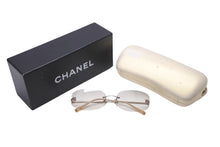 画像をギャラリービューアに読み込む, CHANEL シャネル リムレスサングラス ココマーク 4002 c.124/58 イエロー ブロンズ金具 サイズ57◻︎19 130 美品 中古 63531