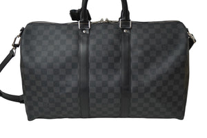 新品同様 LOUIS VUITTON ルイヴィトン RFID ボストン キーポルバンドリエール45 ダミエグラフィット N41418 ブラック シルバー金具 中古 63537