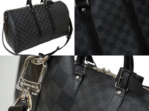 新品同様 LOUIS VUITTON ルイヴィトン RFID ボストン キーポルバンドリエール45 ダミエグラフィット N41418 ブラック シルバー金具 中古 63537