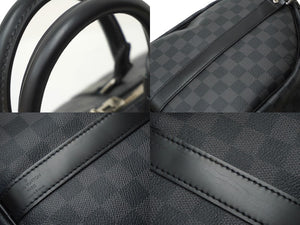 新品同様 LOUIS VUITTON ルイヴィトン RFID ボストン キーポルバンドリエール45 ダミエグラフィット N41418 ブラック シルバー金具 中古 63537