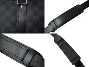 新品同様 LOUIS VUITTON ルイヴィトン RFID ボストン キーポルバンドリエール45 ダミエグラフィット N41418 ブラック シルバー金具 中古 63537