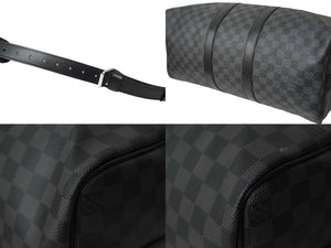 新品同様 LOUIS VUITTON ルイヴィトン RFID ボストン キーポルバンドリエール45 ダミエグラフィット N41418 ブラック シルバー金具 中古 63537