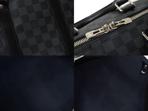 新品同様 LOUIS VUITTON ルイヴィトン RFID ボストン キーポルバンドリエール45 ダミエグラフィット N41418 ブラック シルバー金具 中古 63537