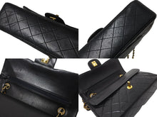Load image into Gallery viewer, CHANEL シャネル チェーンショルダーバッグ Wフラップ マトラッセ25 ラムスキン 1番台 ブラック ゴールド金具 美品 中古 63544