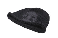 Load image into Gallery viewer, 極美品 CHROME HEARTS クロムハーツ ビーニー ニットキャップ コットン ジャパンタグ付き フレアボタン フレアパッチ ブラック 中古 63555
