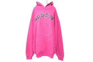 New and unused Sp5der Spider Legacy Parka Hoodie Young Thug Size XXL Pink Foam Print Rhinestone Used 63556