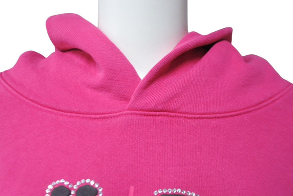 New and unused Sp5der Spider Legacy Parka Hoodie Young Thug Size XXL Pink Foam Print Rhinestone Used 63556