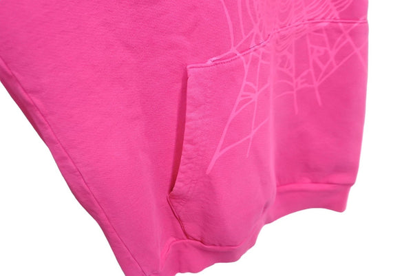 New and unused Sp5der Spider Legacy Parka Hoodie Young Thug Size XXL Pink Foam Print Rhinestone Used 63556