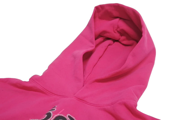 New and unused Sp5der Spider Legacy Parka Hoodie Young Thug Size XXL Pink Foam Print Rhinestone Used 63556
