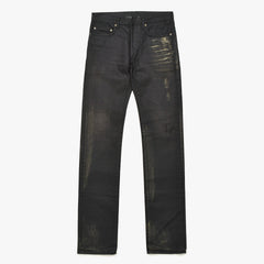極美品 DIOR HOMME ディオールオム ゴールドダスト 爪痕ワックスコーティングデニム エディ期 2007SS 29 サイズ ブラックオイル ゴールドグリッター 中古 4a006356