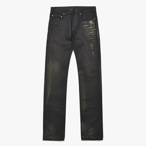 極美品 DIOR HOMME ディオールオム ゴールドダスト 爪痕ワックスコーティングデニム エディ期 2007SS 29 サイズ ブラックオイル ゴールドグリッター 中古 4a006356