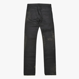 極美品 DIOR HOMME ディオールオム ゴールドダスト 爪痕ワックスコーティングデニム エディ期 2007SS 29 サイズ ブラックオイル ゴールドグリッター 中古 4a006356