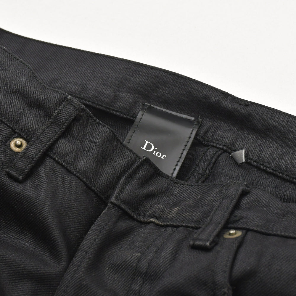 Very Good Condition DIOR HOMME Gold Dust Claw Mark Wax Coated Denim Eddy Period 2007SS 29 Size Black Oil Gold Glitter Used 4a006356