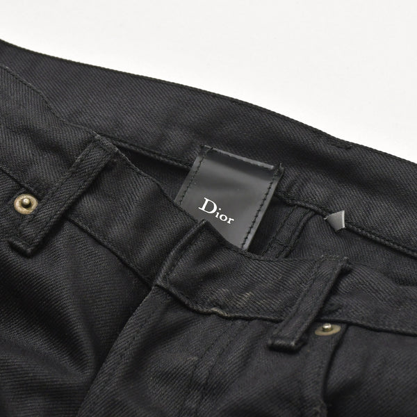 極美品 DIOR HOMME ディオールオム ゴールドダスト 爪痕ワックスコーティングデニム エディ期 2007SS 29 サイズ ブラックオイル ゴールドグリッター 中古 4a006356