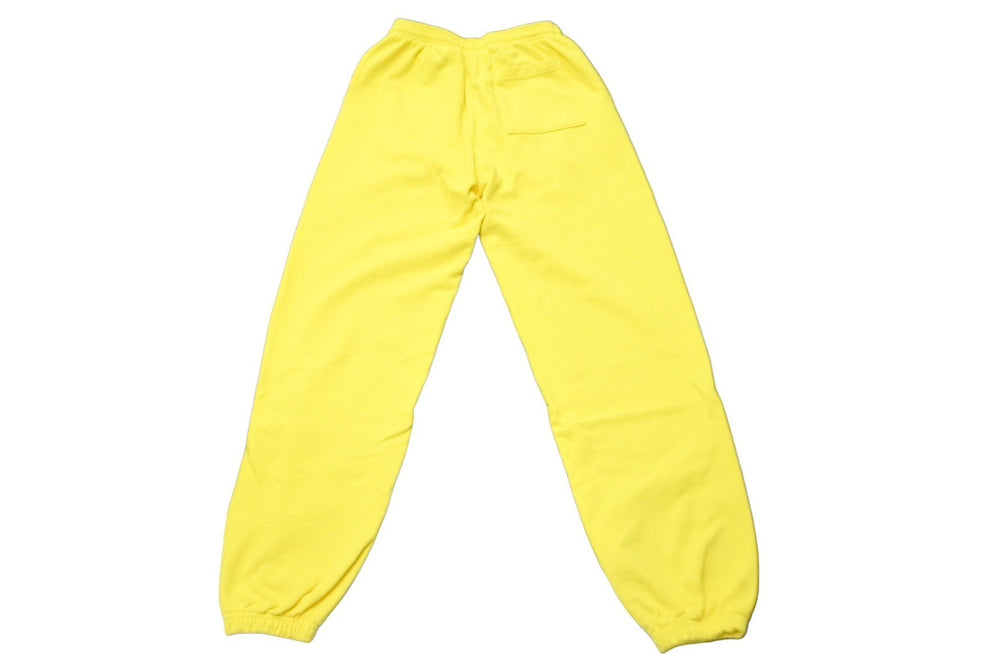 新品未使用 Sp5der スパイダー スウェットパンツ サイズS イエロー ホワイト 発泡プリント ブランドロゴ Young Thug 中古 63561