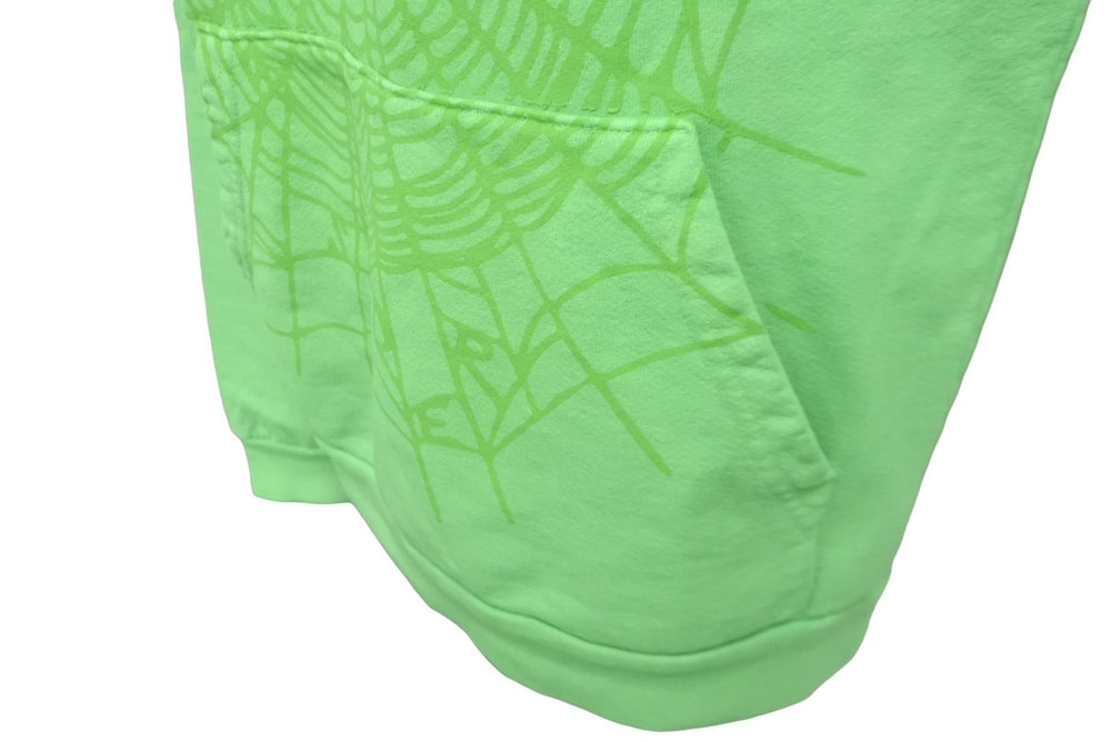 Very good condition Sp5der Spider Parka Hoodie Young Thug Pullover Web Size S Green Foam Print Logo Used 63562