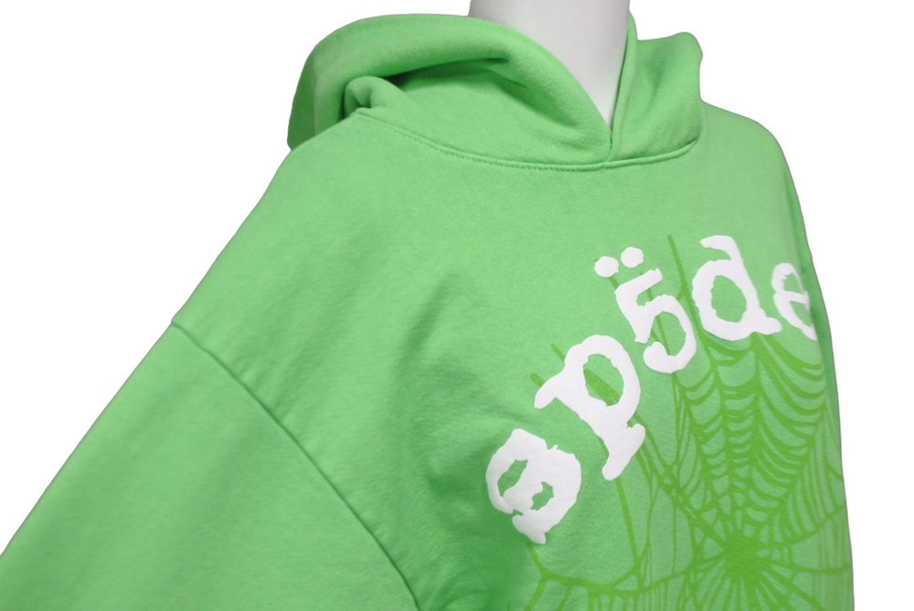 Very good condition Sp5der Spider Parka Hoodie Young Thug Pullover Web Size S Green Foam Print Logo Used 63562
