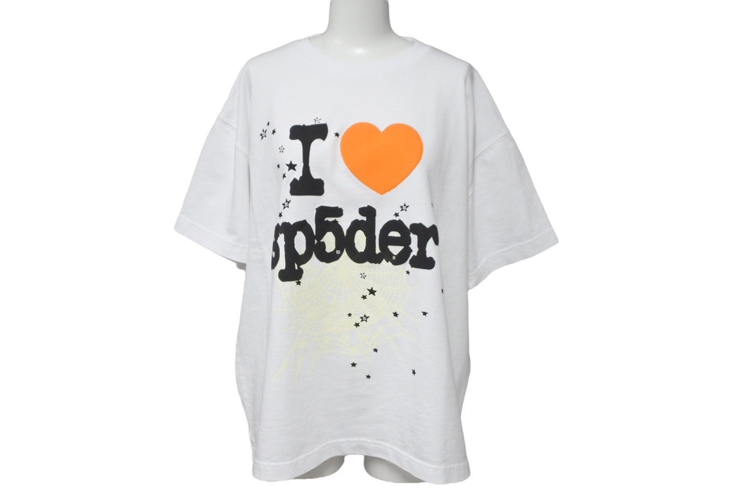 新品未使用 Sp5der スパイダー Souvenir スーベニア 半袖Ｔシャツ 24SS サイズXS 発泡プリント コットン ホワイト 中古 63579