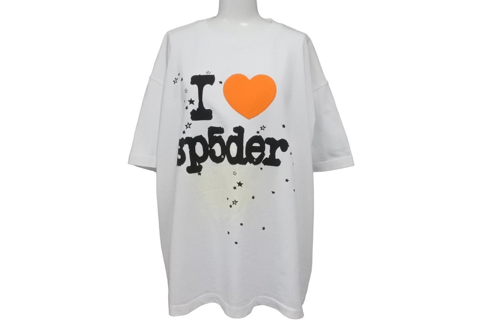 新品同様 Sp5der スパイダー Souvenir スーベニア 半袖Ｔシャツ 24SS サイズM 発泡プリント コットン ホワイト 中古 63583