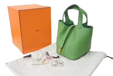 新品未使用 HERMES エルメス ピコタンロック ヴェールユッカ PM ハンドバッグ トリヨンクレマンス 中古 B刻印 63589