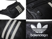 画像をギャラリービューアに読み込む, 極美品 BALENCIAGA バレンシアガ adidas アディダス ベルトバッグ ヴィンテージ加工 ラムスキン 721841 中古 63600