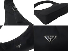 Load image into Gallery viewer, PRADA プラダ ハンドバッグ ホーボー MV515 トライアングルロゴ ブラック ナイロン シルバー金具 美品 中古 63601