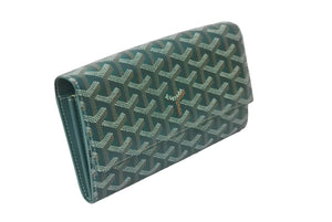 新品同様 GOYARD ゴヤール ヴァレンヌポーチウォレット 財布 ショルダーバッグ ポーチウォレット レザー PVC グリーン 中古 63609