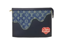 画像をギャラリービューアに読み込む, LOUIS VUITTON ルイヴィトン ポシェットヴォワヤージュ MM クラッチバッグ M45961 NIGO モノグラム ドリップデニム 美品 中古 63623