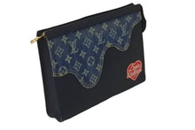 画像をギャラリービューアに読み込む, LOUIS VUITTON ルイヴィトン ポシェットヴォワヤージュ MM クラッチバッグ M45961 NIGO モノグラム ドリップデニム 美品 中古 63623