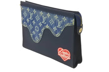 画像をギャラリービューアに読み込む, LOUIS VUITTON ルイヴィトン ポシェットヴォワヤージュ MM クラッチバッグ M45961 NIGO モノグラム ドリップデニム 美品 中古 63623