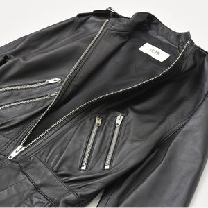 極美品 CELINE セリーヌ ラムスキン オールインワン ジップアップ ツナギ 2G062921D ブラック サイズ42 エディ期 シルバー金具 中古 4a006363