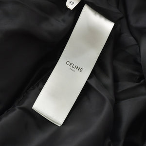 極美品 CELINE セリーヌ ラムスキン オールインワン ジップアップ ツナギ 2G062921D ブラック サイズ42 エディ期 シルバー金具 中古 4a006363