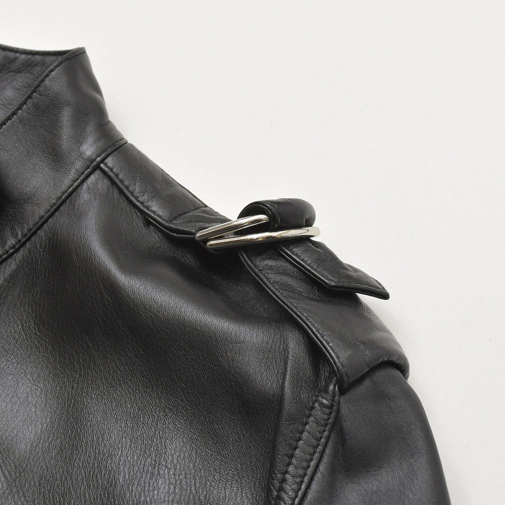 極美品 CELINE セリーヌ ラムスキン オールインワン ジップアップ ツナギ 2G062921D ブラック サイズ42 エディ期 シルバー金具 中古 4a006363