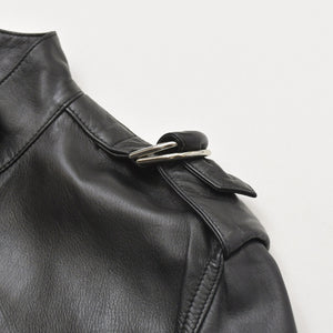 極美品 CELINE セリーヌ ラムスキン オールインワン ジップアップ ツナギ 2G062921D ブラック サイズ42 エディ期 シルバー金具 中古 4a006363