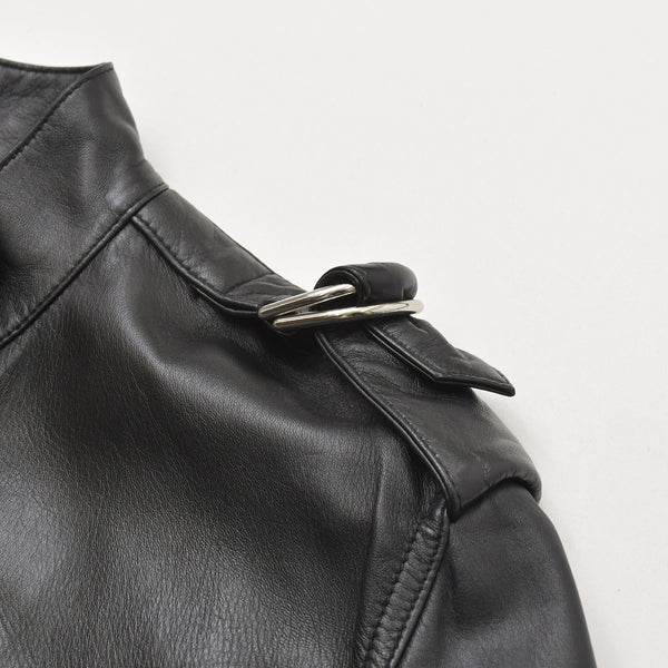 極美品 CELINE セリーヌ ラムスキン オールインワン ジップアップ ツナギ 2G062921D ブラック サイズ42 エディ期 シルバー金具 中古 4a006363