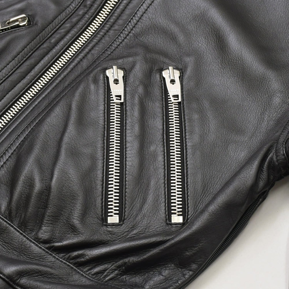 極美品 CELINE セリーヌ ラムスキン オールインワン ジップアップ ツナギ 2G062921D ブラック サイズ42 エディ期 シルバー金具 中古 4a006363