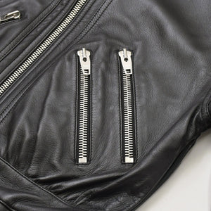 極美品 CELINE セリーヌ ラムスキン オールインワン ジップアップ ツナギ 2G062921D ブラック サイズ42 エディ期 シルバー金具 中古 4a006363