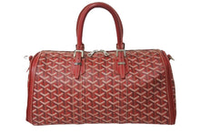 Load image into Gallery viewer, GOYARD ゴヤール クロワジュール 35 ボストンバッグ PIR020071 PVCコーティングキャンバス レッド シルバー金具 美品 中古 63631