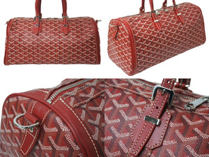 GOYARD ゴヤール クロワジュール 35 ボストンバッグ PIR020071 PVCコーティングキャンバス レッド シルバー金具 美品 中古 63631