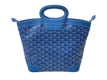 Load image into Gallery viewer, 極美品 GOYARD ゴヤール ベルーガ PM ハンドバッグ ブルー シルバー金具 レザー PVCコーティングキャンバス 中古 63635