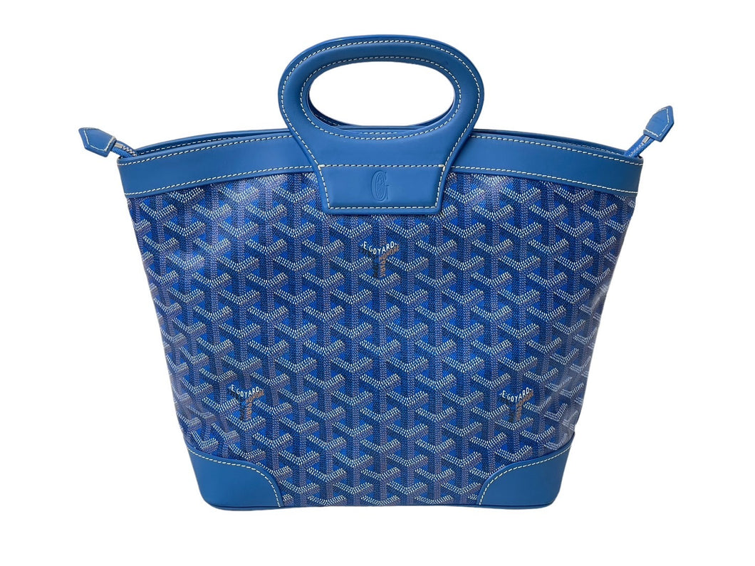 極美品 GOYARD ゴヤール ベルーガ PM ハンドバッグ ブルー シルバー金具 レザー PVCコーティングキャンバス 中古 63635